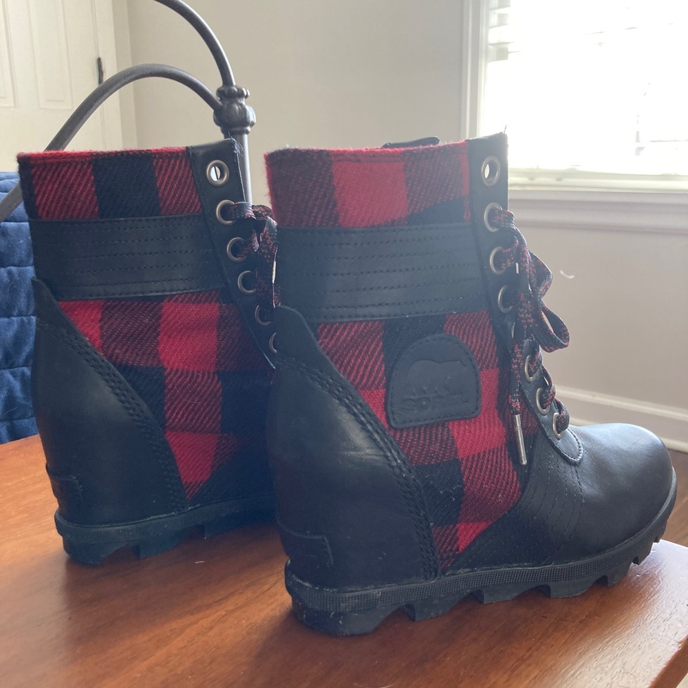 Sorel Lexie Lace-up Wedge in Buffalo Plaid